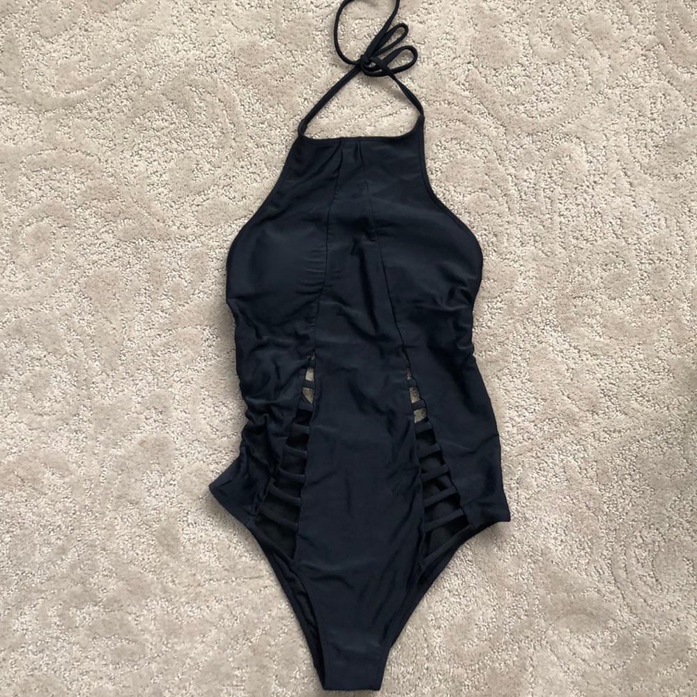 Hollister black, halter swimsuit with cut-outs